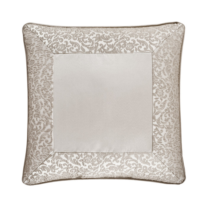Gold Satin and Jacquard 18" Square Decorative Throw Pillow