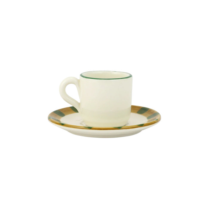 Handmade Ceramic Holiday Espresso Cups with Saucers, Set of 4