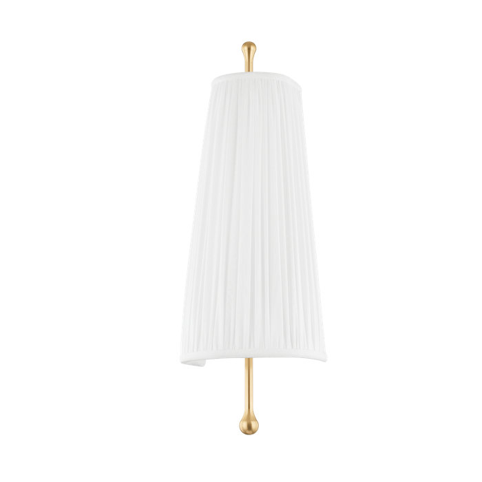 Adeline Aged Brass Sconce with Faux White Silk Shade