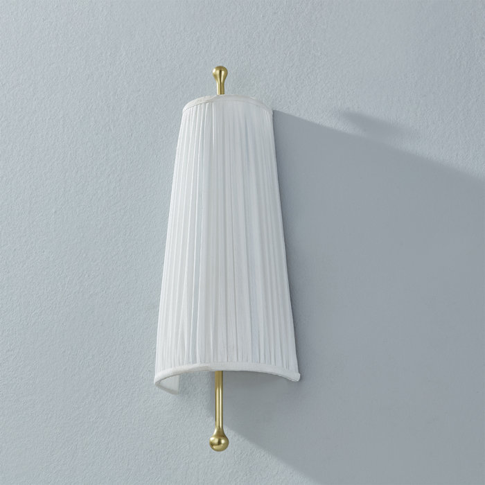 Adeline Aged Brass Sconce with Faux White Silk Shade