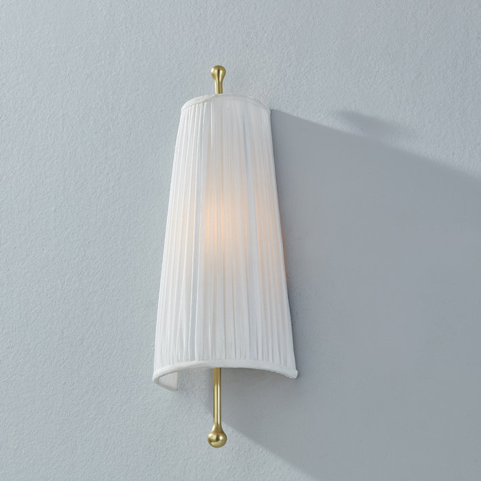 Adeline Aged Brass Sconce with Faux White Silk Shade