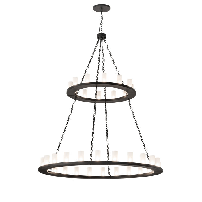 Black Two-Tier 36-Light Wagon Wheel Chandelier