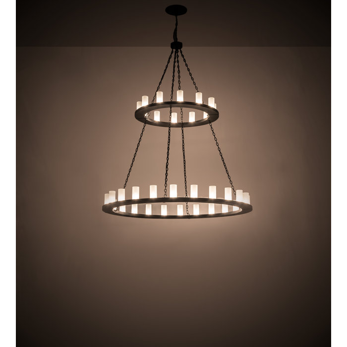 Black Two-Tier 36-Light Wagon Wheel Chandelier