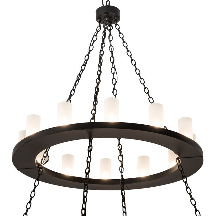 Black Two-Tier 36-Light Wagon Wheel Chandelier