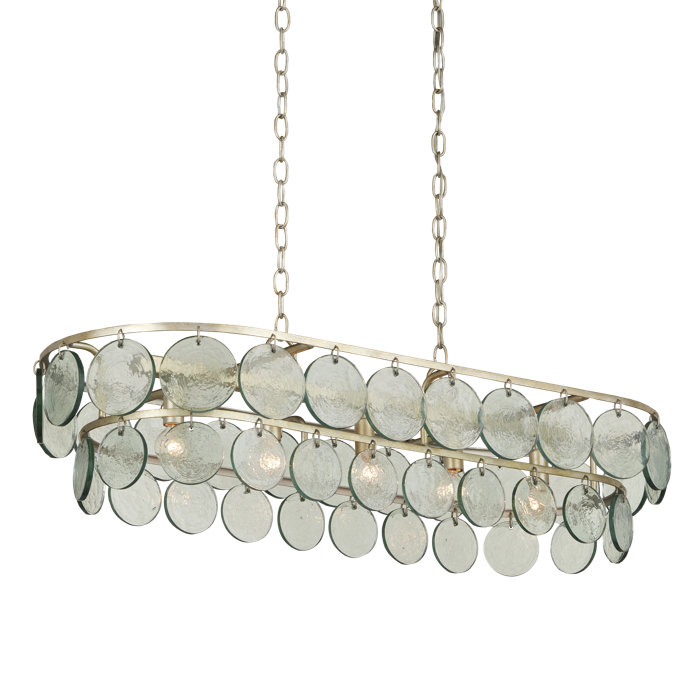 Silver Leaf 5-Light Chandelier with Recycled Glass Discs