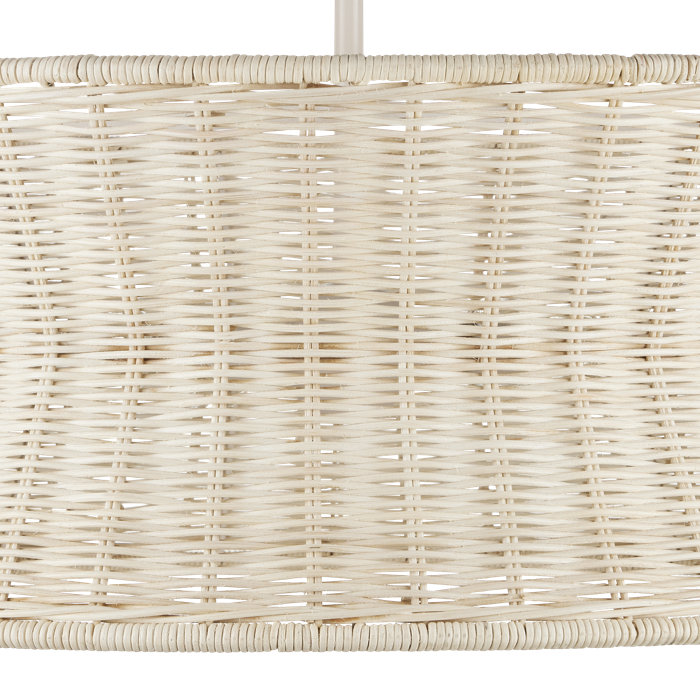 Vanilla Bleached Wicker Drum 4-Light Chandelier