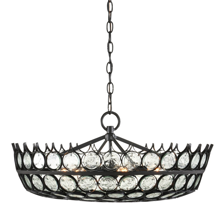Satin Black Recycled Glass 6-Light Chandelier