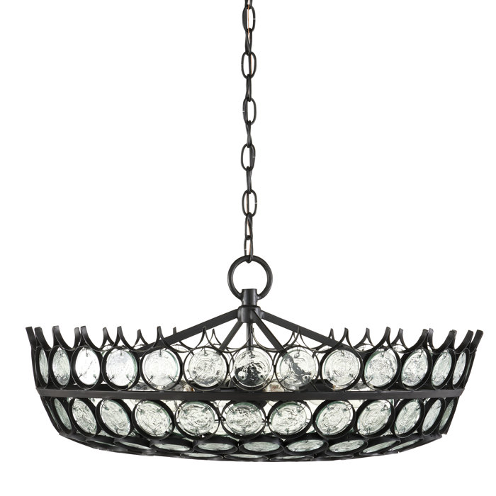 Satin Black Recycled Glass 6-Light Chandelier