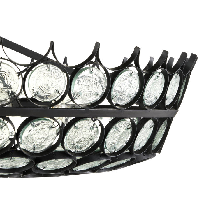 Satin Black Recycled Glass 6-Light Chandelier
