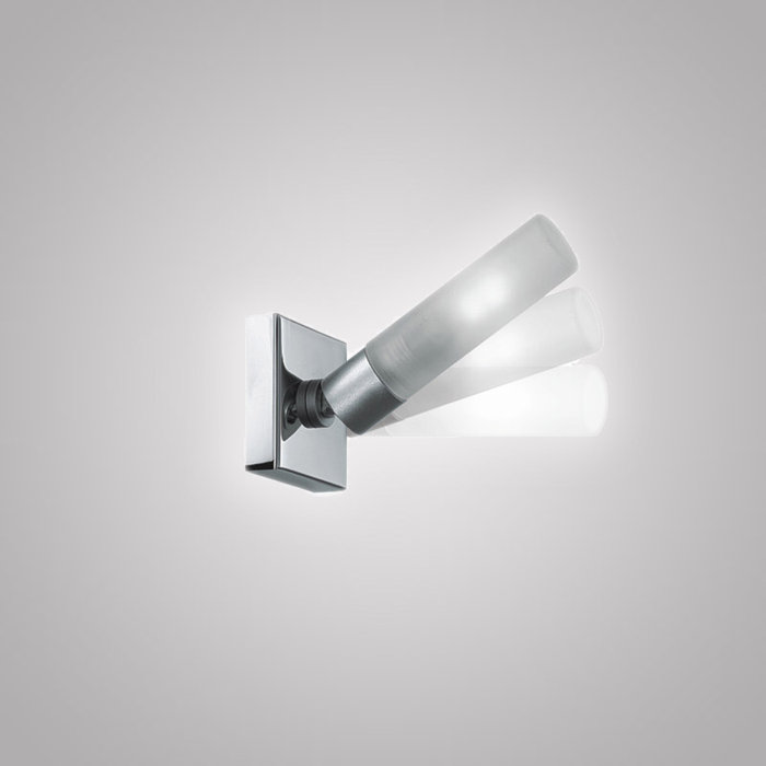 Chrome Metallic Gray Frosted Glass Wall Sconce