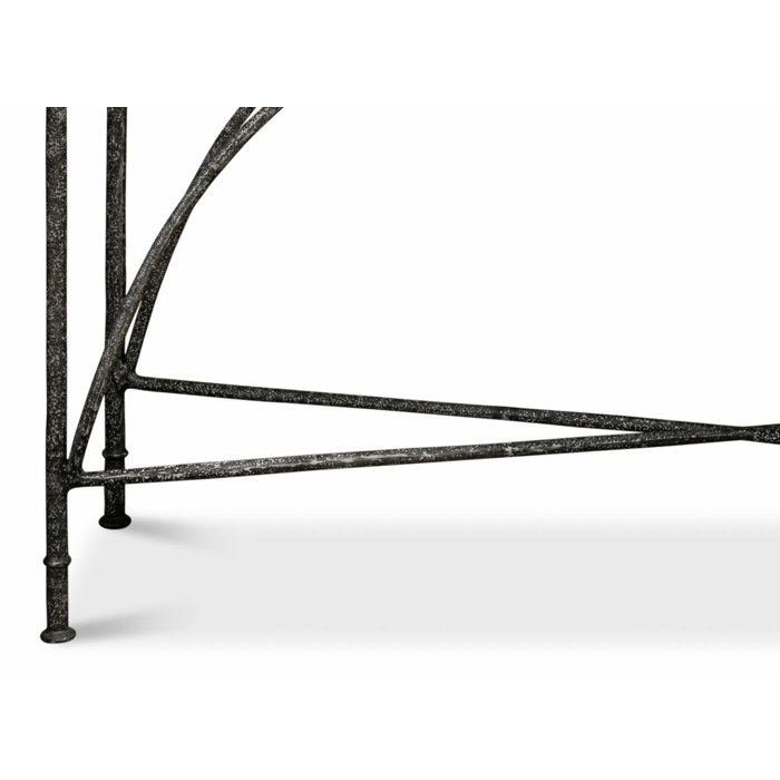 54'' Rectangular Flaky Pine and Black Metal Console Table