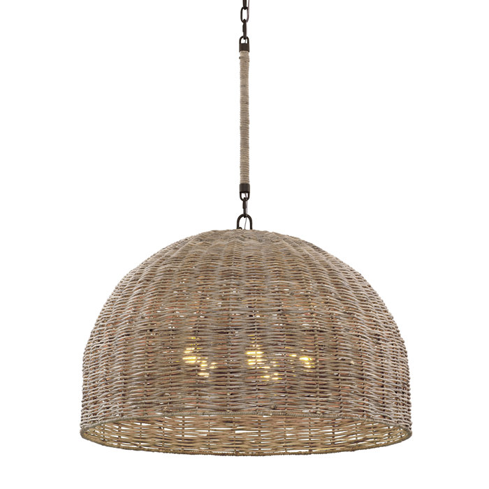Tidepool Bronze Hand-Worked Iron Bowl Chandelier with Vine Accents