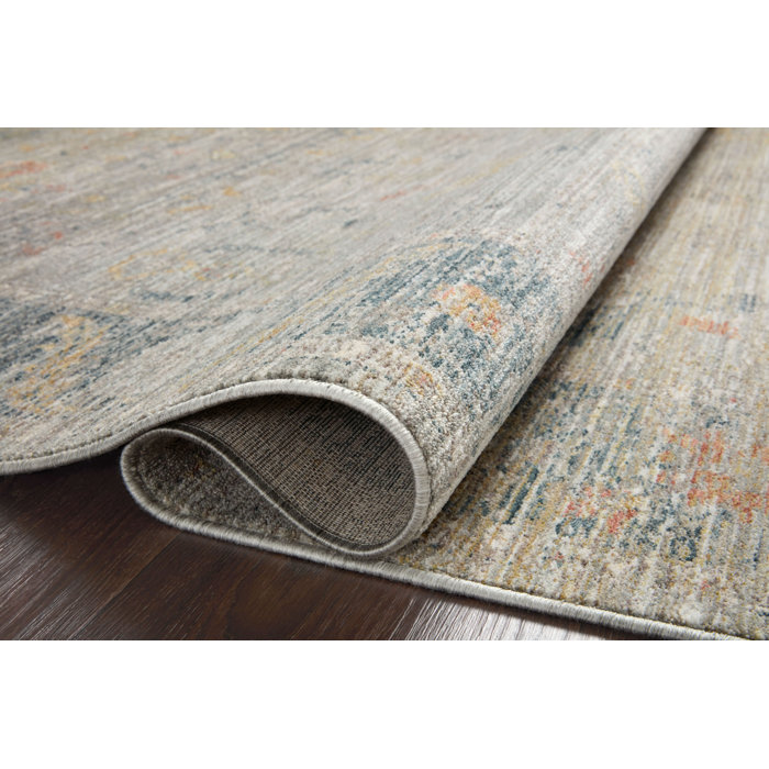 Traditional Floral Slate Gray Synthetic Area Rug 2'3" x 3'10"