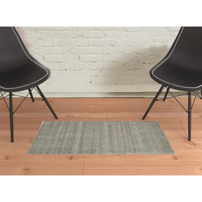 Gray Handwoven Wool Rectangular Area Rug 8' x 11'