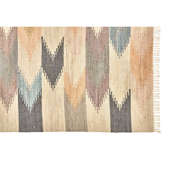 Cara Southwestern Blue Geometric Wool 9' x 12' Dhurrie Rug