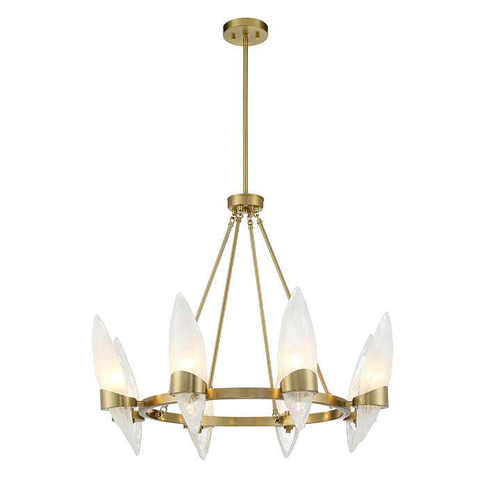 Nouvel 8-Light Warm Brass Chandelier with Glass Shades