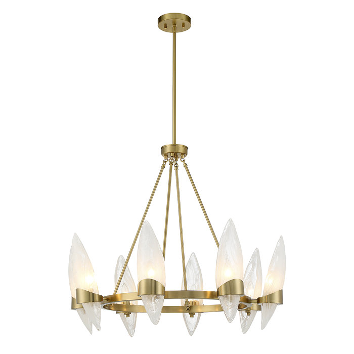 Nouvel 8-Light Warm Brass Chandelier with Glass Shades