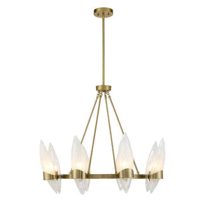 Nouvel 8-Light Warm Brass Chandelier with Glass Shades