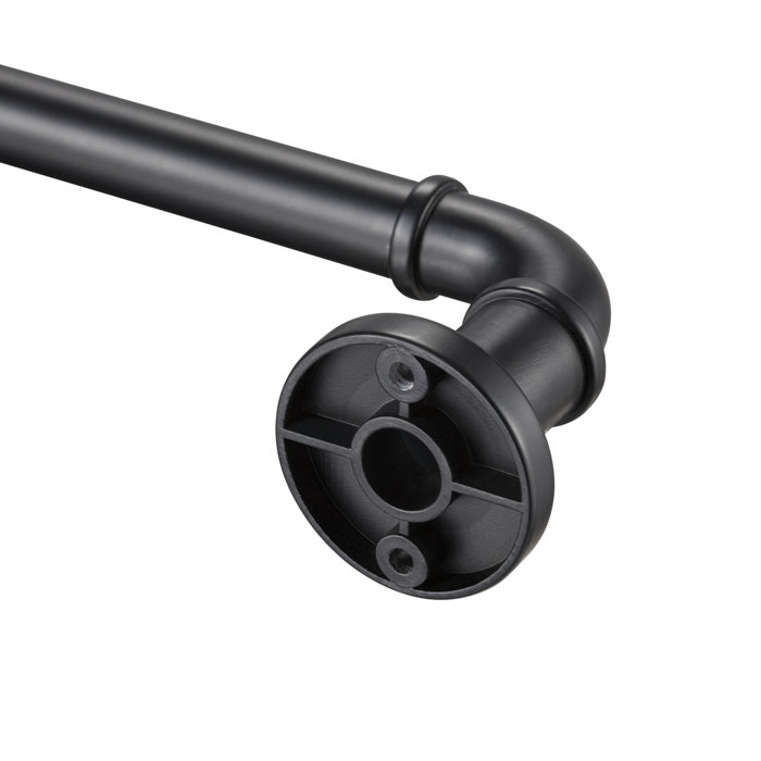 Matte Black Adjustable Industrial Pipe Curtain Rod 66-120"