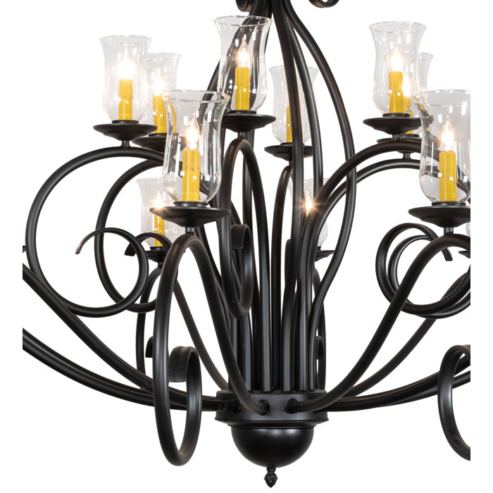 Sienna Black and Clear Glass 18-Light Chandelier