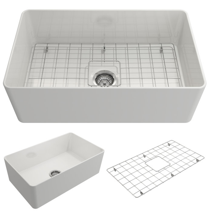 Aderci 30'' White Fireclay Farmhouse Apron-Front Kitchen Sink