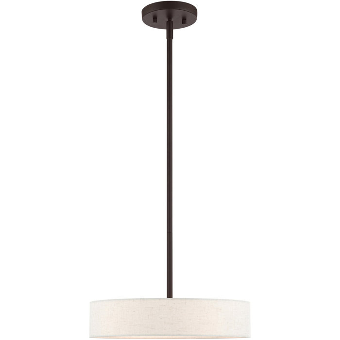 Venlo Modern 4-Light Bronze Drum Pendant with Oatmeal Fabric Shade