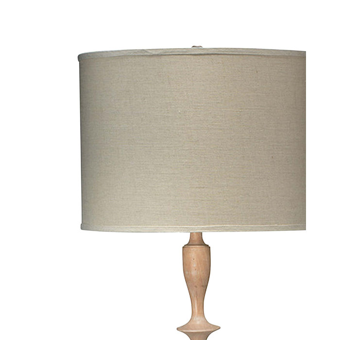 Bleached Mango Wood Floor Lamp with Linen Shade