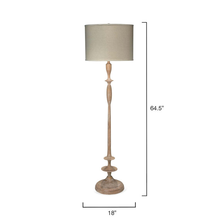 Bleached Mango Wood Floor Lamp with Linen Shade
