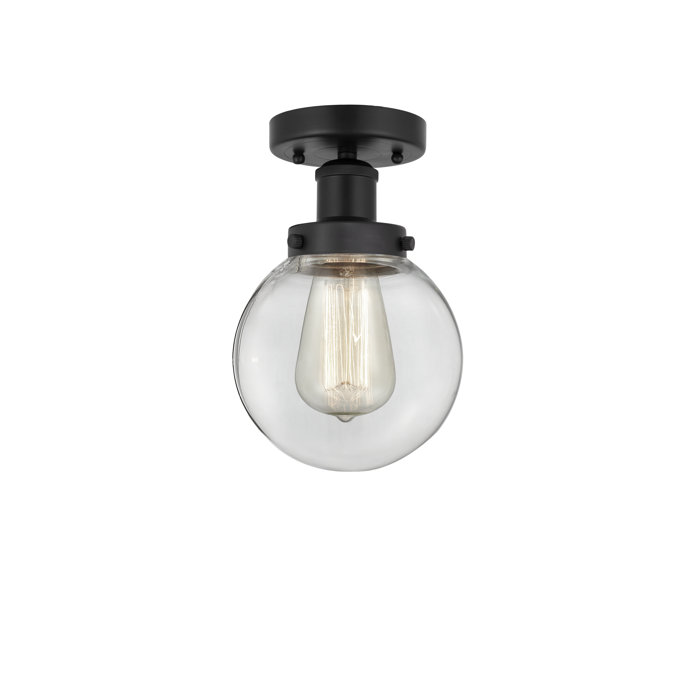 Beacon Matte Black 8.25'' Indoor/Outdoor Semi-Flush Ceiling Light