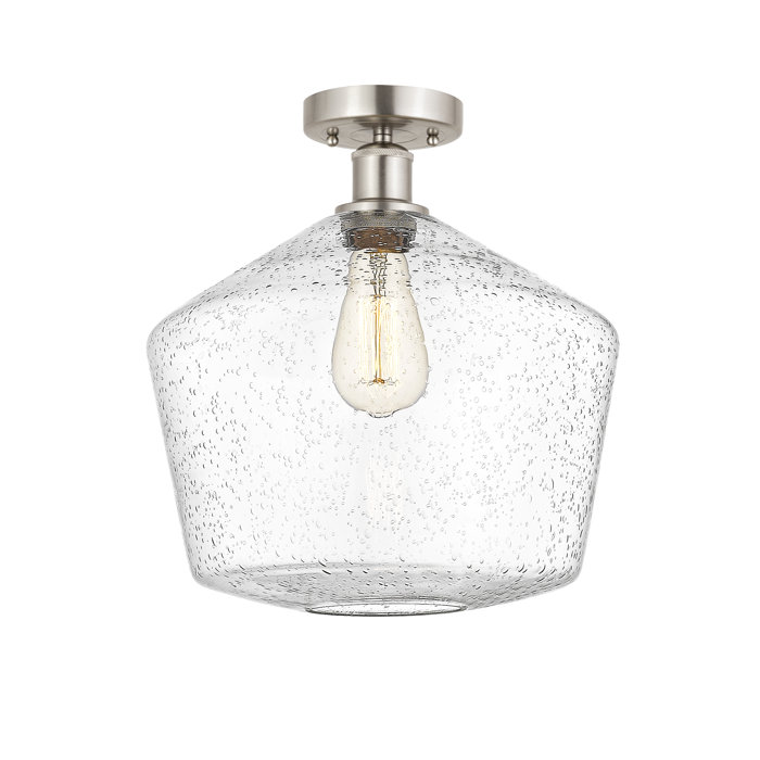 Cindyrella 13.75'' Brushed Satin Nickel Glass Semi-Flush Mount