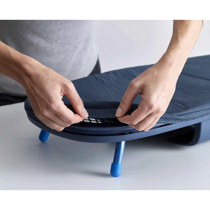 Compact Black and Blue Aluminum Folding Tabletop Ironing Board
