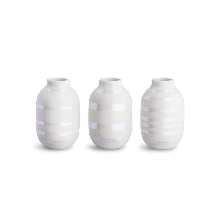 Omaggio Miniature Ceramic Vase 3-Piece Set in White