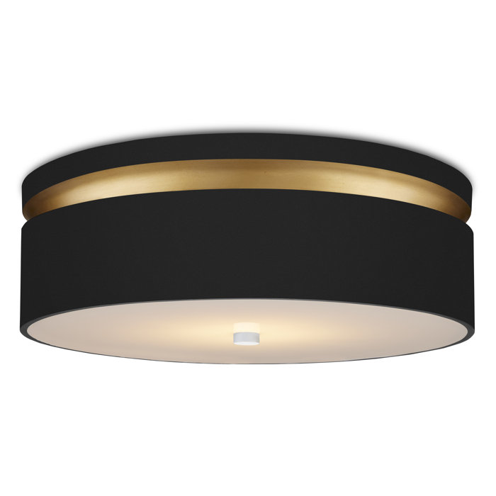 Serenity Satin Black and Gold LED Flush Mount with White Acrylic Shade