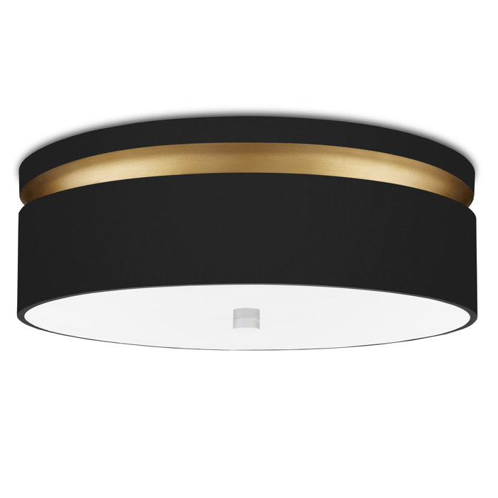 Serenity Satin Black and Gold LED Flush Mount with White Acrylic Shade