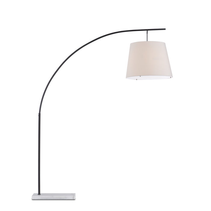Adjustable Oil Rubbed Bronze Arc Floor Lamp with White Shade