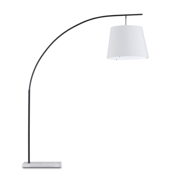 Adjustable Oil Rubbed Bronze Arc Floor Lamp with White Shade