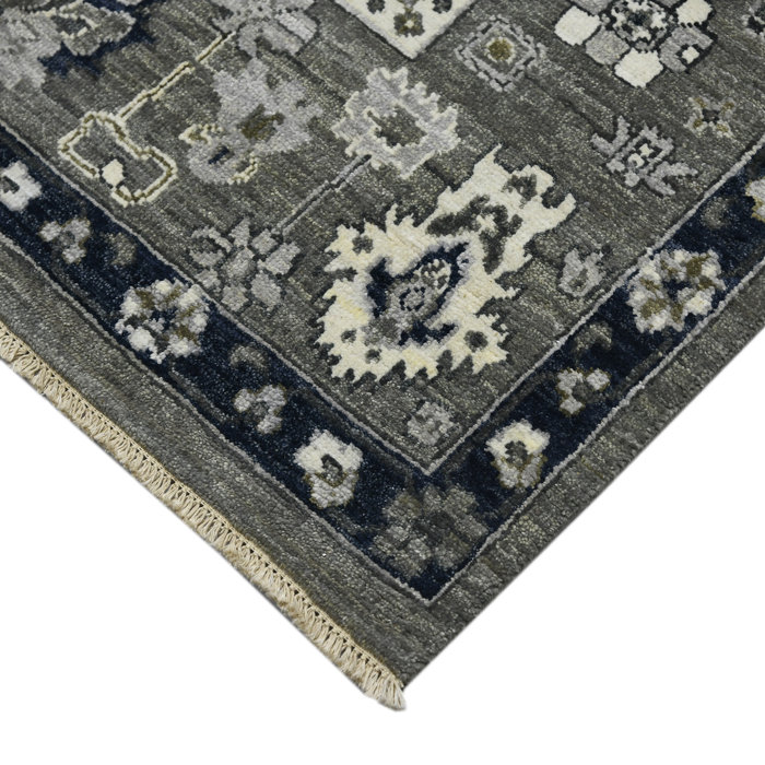 Nuit Arabe Blue Hand-Knotted Wool Area Rug 10'x14'