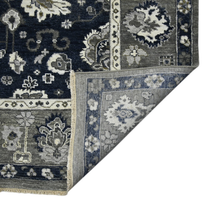 Nuit Arabe Blue Hand-Knotted Wool Area Rug 10'x14'