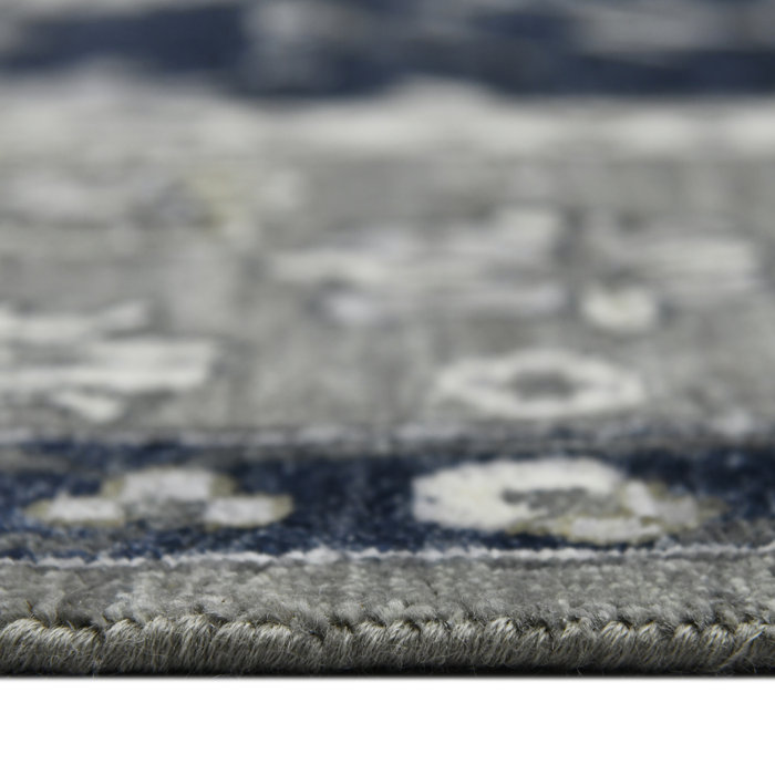 Nuit Arabe Blue Hand-Knotted Wool Area Rug 10'x14'