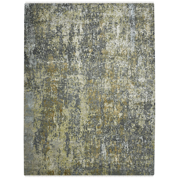 Mystique Steel Gray Hand-Knotted Wool and Silk Rug
