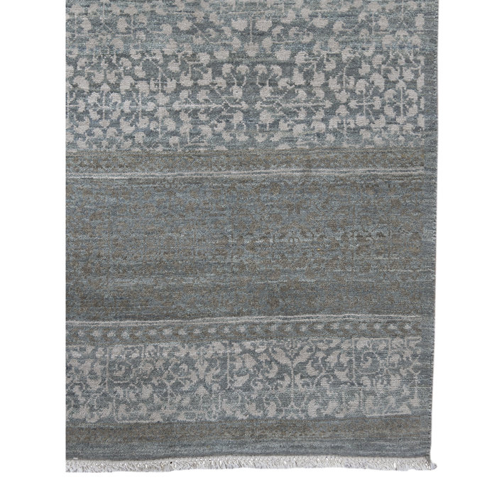 Handmade Blue and Gray Wool Diamond Area Rug