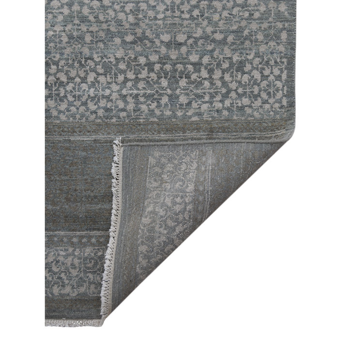 Handmade Blue and Gray Wool Diamond Area Rug