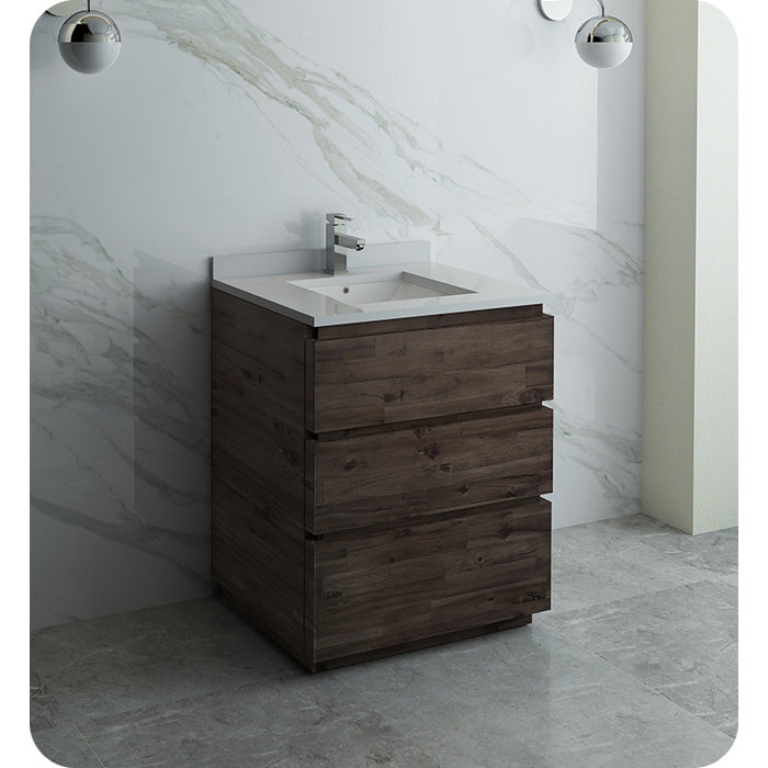 Formosa 29" Dark Brown Acacia Wood Freestanding Vanity Base