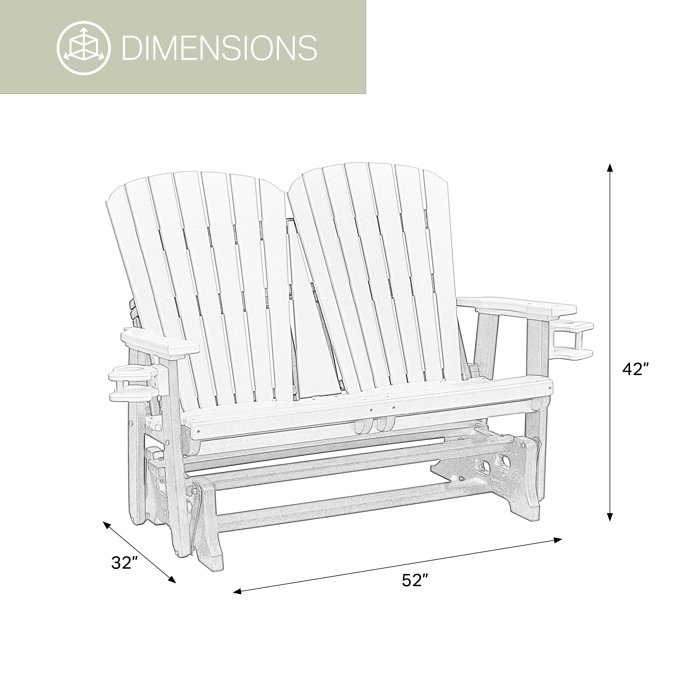Cedar-Tudor Dual Fan Back Outdoor Glider Chair with Cupholders