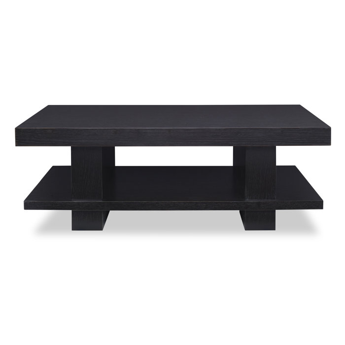 Rubbed Raven Mahogany Rectangular Coffee Table with Shelf