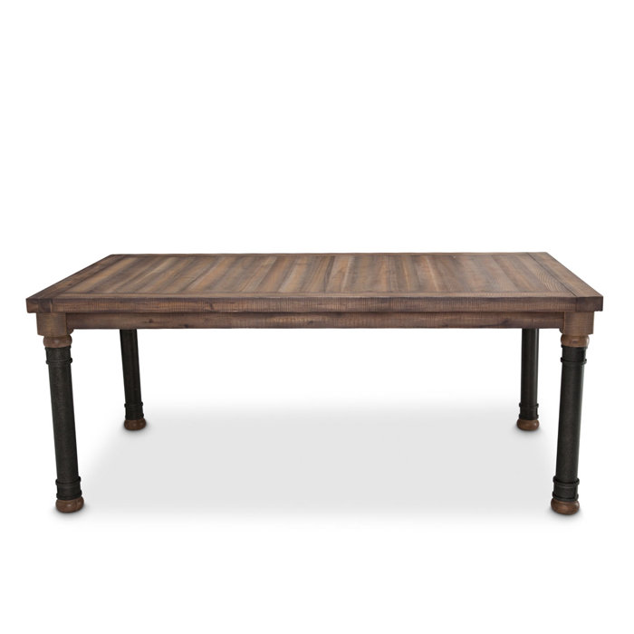 Reclaimed Wood Rustic Extendable Dining Table, 76" Brown