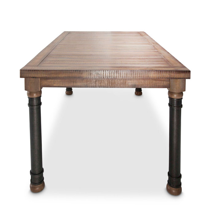 Reclaimed Wood Rustic Extendable Dining Table, 76" Brown