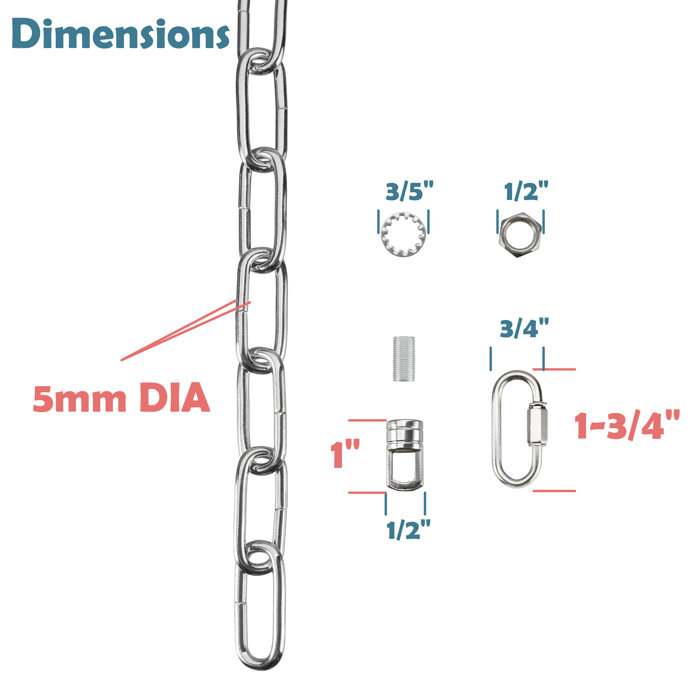 Chrome Alloy Steel Heavy Duty Chain for Hanging Lighting Fixtures