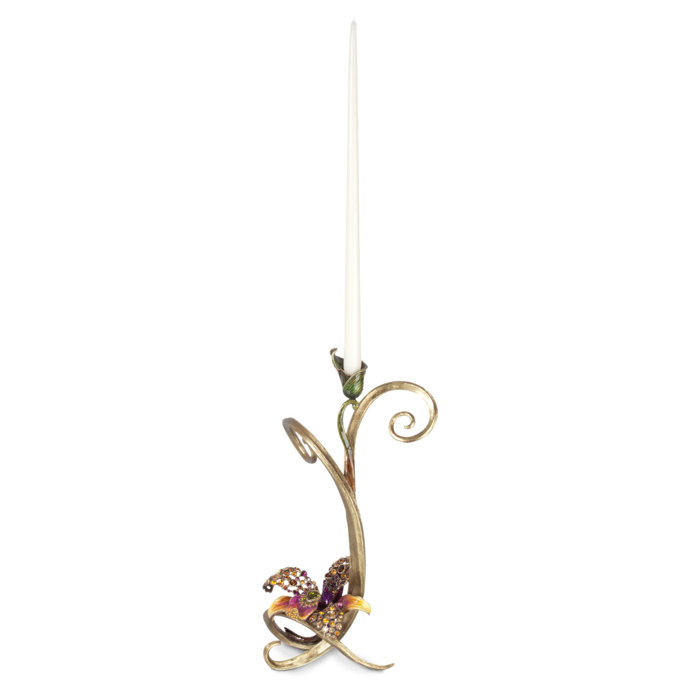 21.5" Pewter and Brass Tabletop Candlestick