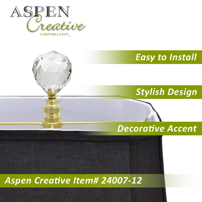 Clear Faceted Crystal Lamp Finials with Brass Finish, 2-Pack